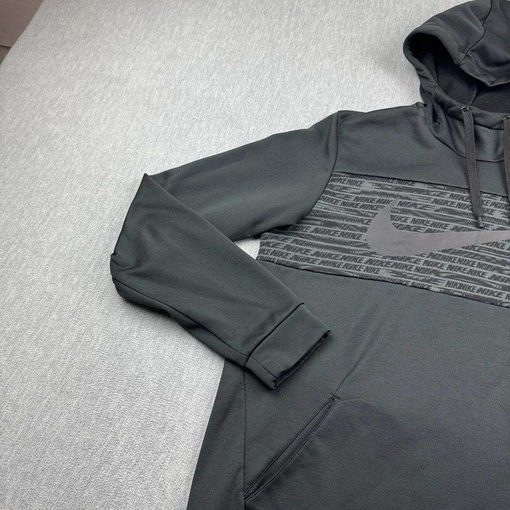 Nike Pullover Mens Medium Black Therma Dri-Fit Hoodie Drawstring Fleece Training